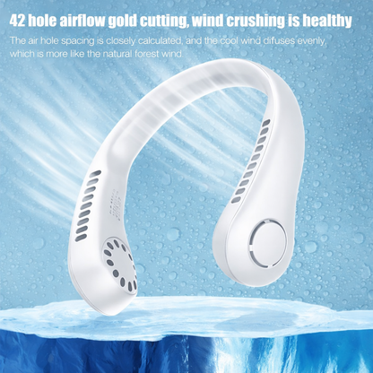Rechargeable Neck Fan Bladeless Portable Fan – Hands-Free Wearable Cooling Fan with Adjustable Speeds – Ideal for UAE Summer, Travel & Outdoor