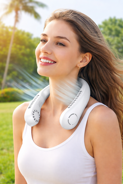 Rechargeable Neck Fan Bladeless Portable Fan – Hands-Free Wearable Cooling Fan with Adjustable Speeds – Ideal for UAE Summer, Travel & Outdoor